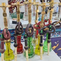 7 عدد قلیان شمش ۱ تیکه شلنگ چرم استخونی