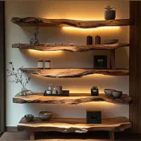 انواع محصولات چوبی|کتابخانه، شلف، قفسه‌های دیواری|قم, پردیسان|دیوار