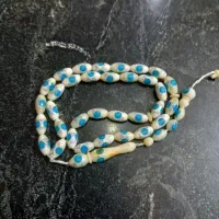 انگشتر نقره کهنه سنگ کهنه تمام طوق و تسبیح عاج