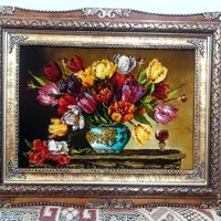 تابلو گل آهو کد 11 دستبافت و ابریشم دار|تابلو فرش|تبریز, |دیوار