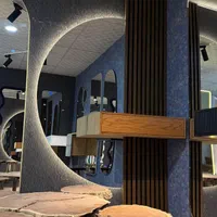 ست آینه قدی بکلایت نیم دایره ترمو وود و شلف دیواری