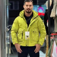 کاپشن وارداتی باکسی رنگ فسفری داخل پر