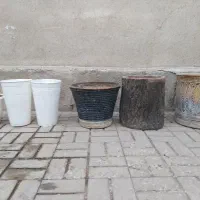 گلدان طرح چوب سیمانی و سفالی و پلاستیکی