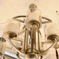 لوستر پنج شاخه با آبکاری زیتونی|لوستر و چراغ آویز|خوی, |دیوار