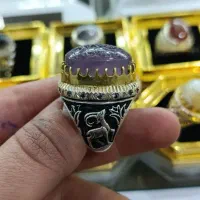 انگشتر نقره کلکسیونی قلمزنی با عقیق سوسنی حکاکی|بدلیجات|لنجان, |دیوار