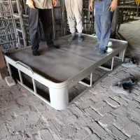 کفی تخت خواب جکدار وساده و ثابت فلزی و زیر تشکی