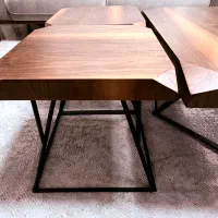 میز وسط جلومبلی چوبی پایه فلزی با دو عدد میز عسلی|مبلمان خانگی و میز عسلی|بابل, |دیوار