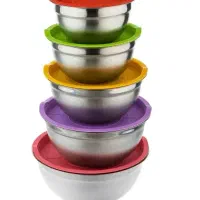 لگن استیل 5تیکه درب رنگی|ظروف پختوپز|گرگان, |دیوار