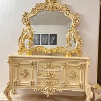 آینه و کنسول تمام چوب منبت کاری شده و میز تی وی|بوفه، ویترین، کنسول|قیامدشت - خاورشهر, |دیوار