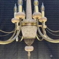 لوستر سرشاخه سنگ چرخی نئوکلاسیک پنج شاخه دوبل برنج|لوستر و چراغ آویز|تهران, نعمتآباد|دیوار