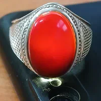 انگشتر عقیق سرخ یمنی نقره عیار 950