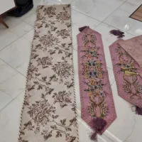 ست رومیزی رانر و کوسن و پنل پرده نو مناسب جهیزیه