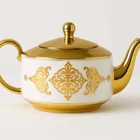 قوری چینی طرح دار طلایی