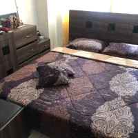 فروش تخت دو نفره با تشک دراور پاتختی و کنسول|تخت و سرویس خواب|ساری, |دیوار