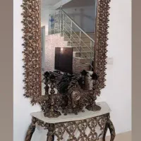 آیینه شمعدان برنز و ساعت ایستاده
