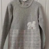 پیراهن بافت طوسی دخترانه