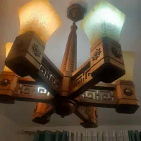 لوستر۶شعله چوبی بسیارشکیل وزیبا