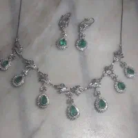 گردنبند و کوشواره زمرد الماس