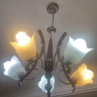 لوستر فلزی چوبی