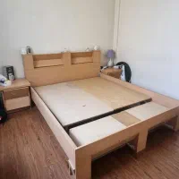 پایه تخت دونفره چوبی با دو پاتختی|تخت و سرویس خواب|تهران, جنت‌آباد جنوبی|دیوار