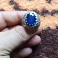 انگشتر نقره جواهری یاقوت کبود واوپال