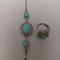نییم ست نقره.ره فیروزه نیشابور اصل درجه ۱|جواهرات|تهران, آسمان|دیوار