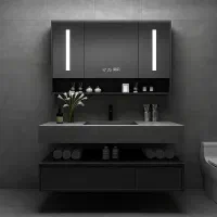 روشویی سرامیکی مدرن به همراه آینه باکس و کشو زیر