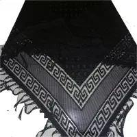 روسری مشکی هویه کاری وروسری ساتن جنس ترک