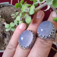 دوعدد انگشتر نقره ۹۲۵ بانگین عقیق کبود