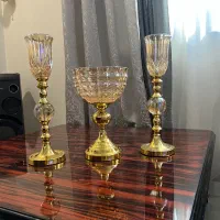 دکوری ۳ تیکه با هم خارجی کریستال اصل  و برنج