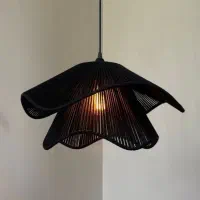 لوستر سبک بوهو با نخ رافیا و مکرومه|لوستر و چراغ آویز|کرج, باغستان|دیوار