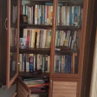 کتابخانه جادار ومحکم با درهای شیشه ای