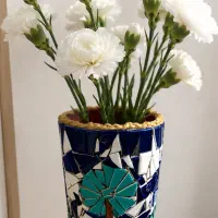گلدان دکوری و جای لوازم نقاشی سرامیکی ( معرق کاشی)