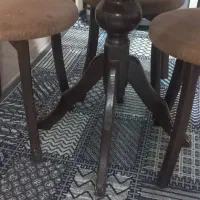 میز ناهار خوری ۴ نفره چوبی با شیشه سکوریت ۸ میل