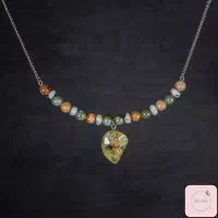 گردنبند اوناکیتوعقیق خزهای،کارنلین و جاسپر