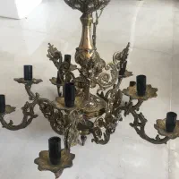 لوستر برنجی پنج شاخه دوشعله
