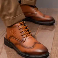 نیم بوت مردانه COCO مشکی و عسلی مدل Salivan|کیف، کفش، کمربند|فولادشهر, B1|دیوار