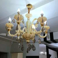 یک جفت لوستر ۶ شعله کریستال