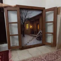 تابلو زمستان طرح قاب پنجره چوبی سنتی|تابلو، نقاشی، عکس|تهران, تهرانپارس جنوبی|دیوار
