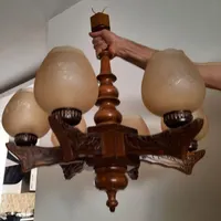 لوستر چوبی ۶ حباب سالم
