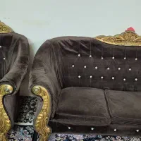 مبل هفت نفره با پارچه و چوب درجه یک|مبلمان خانگی و میز عسلی|فیروزکوه, |دیوار