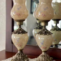 شمعدان جفت برنجی گلدار