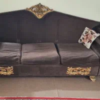 مبل هفت نفره قهوه ای سوخته +سه عدد عسلی +میز|مبلمان خانگی و میز عسلی|تهران, شهرک بعثت|دیوار