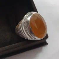 عقیق یمنی عسلی تراش الماسی دو طرفه