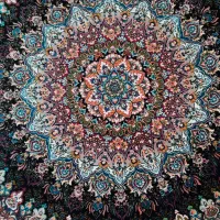 فرش گرد تافته پرهام فیروزه‌ای گلستان قطر ۲ متر، نو