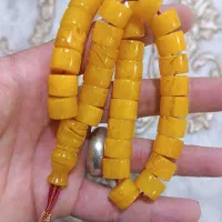 تسبیح کهربا خامه عسلی ۳۳ عددی سایز ۱۳ میل