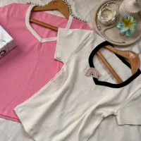 کراپ وارداتی کبریتی یقه نواری