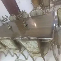 مبل استیل ۸ نفره  و میز ناهار خوری با بوفه|مبلمان خانگی و میز عسلی|رشت, پستک|دیوار