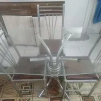 میز غذا خوری استیل شیشه ای بهمراه صندلی صندلی|میز و صندلی غذاخوری|مشهد, رده|دیوار