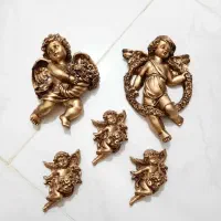 اکسسوری رزین طلایی.دیوارکوب.تزئینی فرشته طلایی